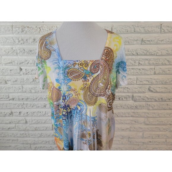 Only Nine Womens Top 2X Plus Tee Short Sleeve Polyester Laser Cut Blue PAI7E - Picture 3 of 8